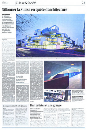 Sillonner la Suisse en quête d'architecture, le Temps, 2 mai 2011